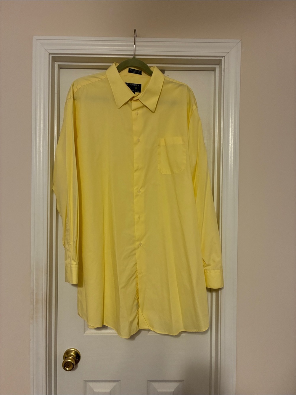 Men's Pale Yellow Long-Sleeve Dress Shirt Alexander Julian Colours 2XLT 18.5